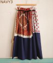 【NAVY-A】REMAKE TYROLEAN SCARF LONG SKIRT with RIBBON（リメイク チロリアンスカーフスカート）
