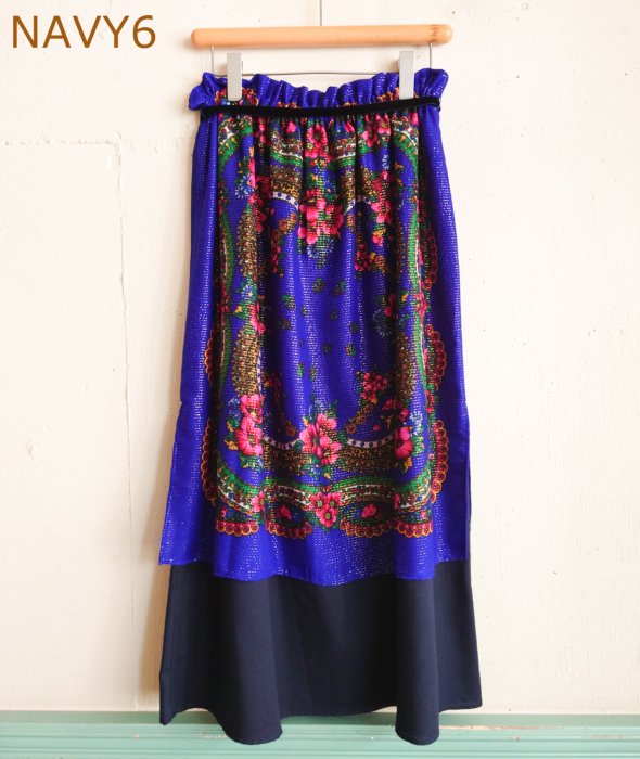 【NAVY-B/N6のみ】REMAKE TYROLEAN SCARF LONG SKIRT with RIBBON