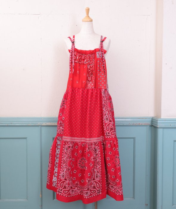 RED【VINTAGE,USED】TIERED CAMI DRESS(ティアードキャミドレス)