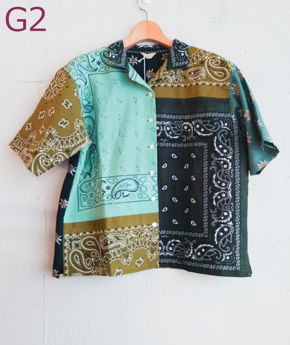 GREEN【VINTAGE,USED】OPEN COLLAR BIG SHIRTS<img class='new_mark_img2' src='https://img.shop-pro.jp/img/new/icons6.gif' style='border:none;display:inline;margin:0px;padding:0px;width:auto;' />