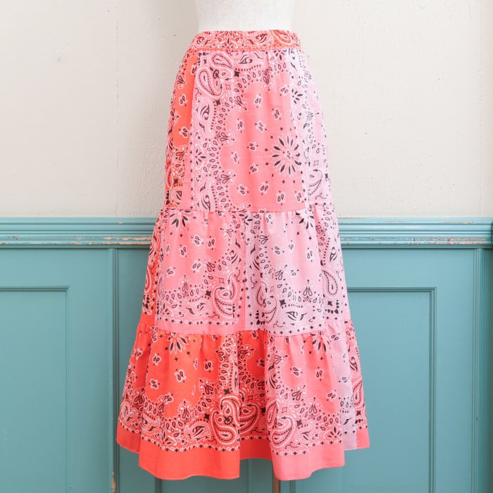 PAISLEYPATCHWORK TIERED SKIRT