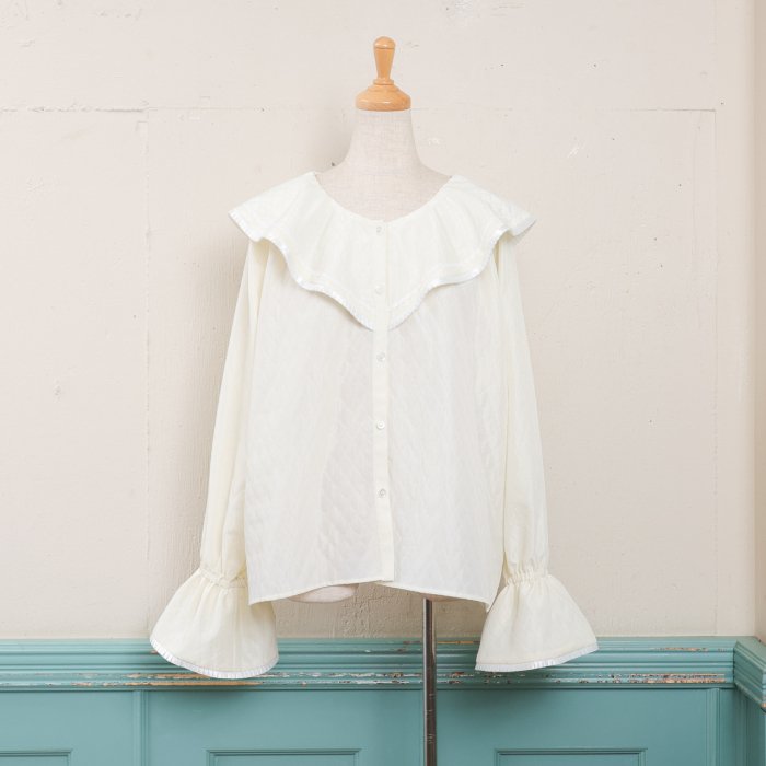 FRILL BLOUSE / JACQUARD SOLID