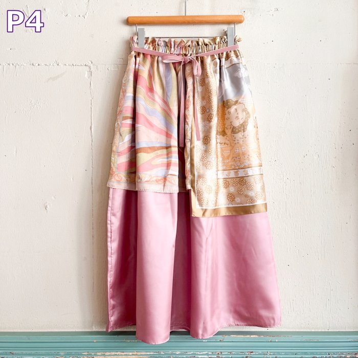 【PINK】REMAKE SCARF LONG SKIRT with RIBBON