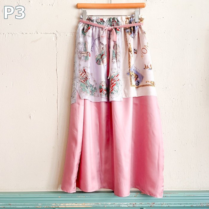 PINKREMAKE SCARF LONG SKIRT with RIBBON