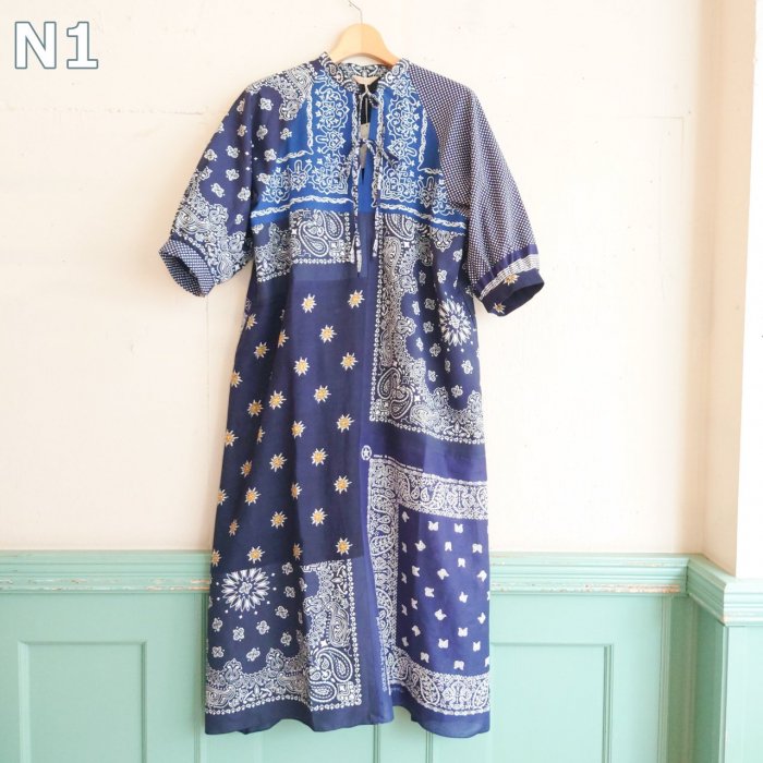 NAVYNAVYREDVINTAGE,USEDFRONT RIBBON LONG DRESS