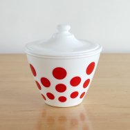 【★4】ポルカドット グリースジャー 赤 陶器製 リプロダクト