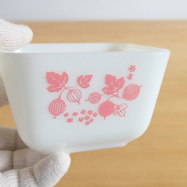 Pyrex オールドパイレックス　グーズベリー　グースベリー　レフリジレーター ☆4】オールドパイレックス レフ ピンク グースベリー Sサイズ a