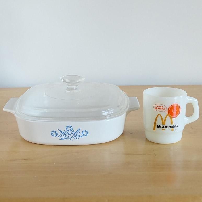 Corning Ware コーンフラワー 蓋付 キャセロール 両手鍋 2点 ヴィンテージ コーニングウェア 両手鍋 超耐熱ガラスパイロ