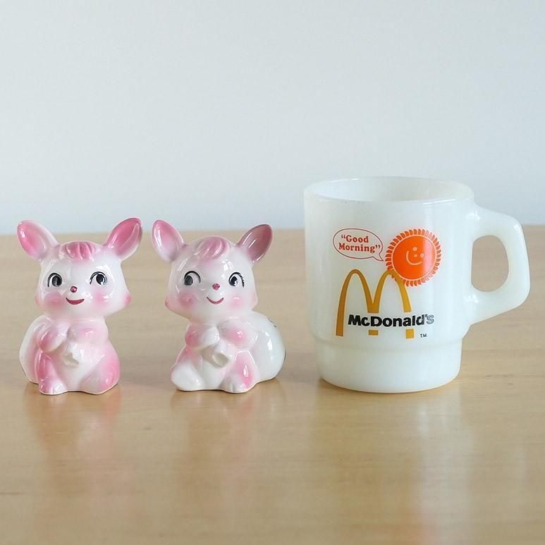 ☆4】ヴィンテージ うさぎ ソルト&ペッパーセット 陶器製