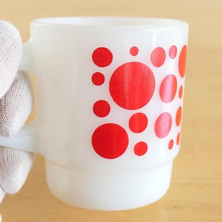 ファイヤーキング　Fire King　グリースジャー　ドット　赤　ヴィンテージ ☆4】ファイヤーキング ポルカドット 赤 - ファイヤーキング