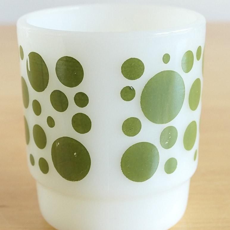 ☆3】ファイヤーキング ポルカドット 緑 - ヴィンテージ輸入食器店 3DROPS