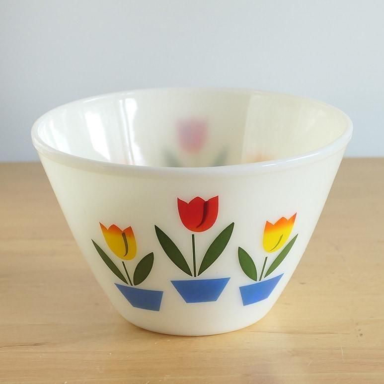 ファイヤーキング　Fire King　ミキシングボウル　チューリップ　アイボリー ☆4】ファイヤーキング アイボリー チューリップ ミキシング