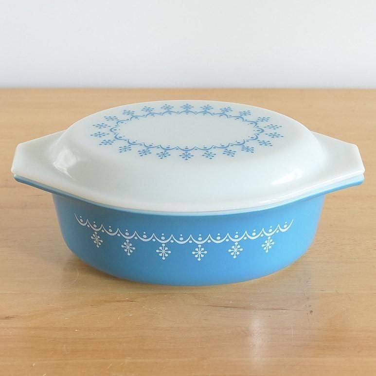 ☆4】オールドパイレックス スノーフレーク オーバルキャセロール 1-1