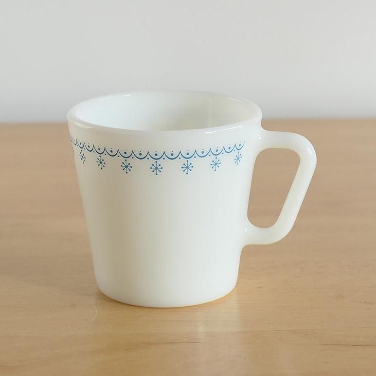 オールドパイレックス スノーフレーク ターコイズ&ホワイト ☆4】オールドパイレックス マグ スノーフレーク a - ヴィンテージ輸入