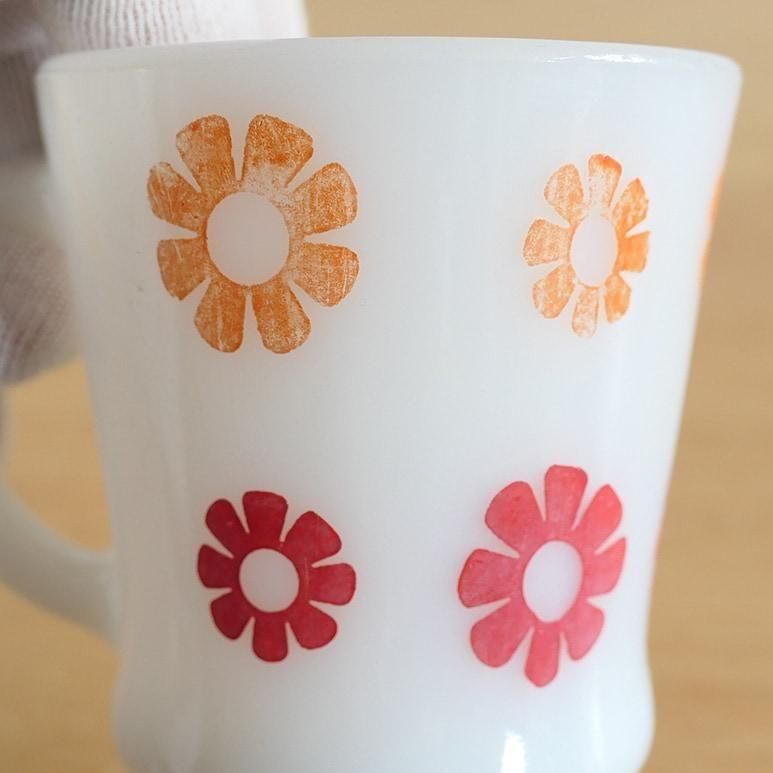 ☆3】ファイヤーキング リングフラワー 橙・赤 - ヴィンテージ輸入食器