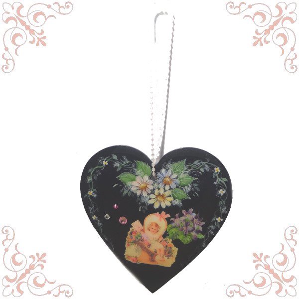 花かごの少女のハート壁飾り 送料無料対象外商品