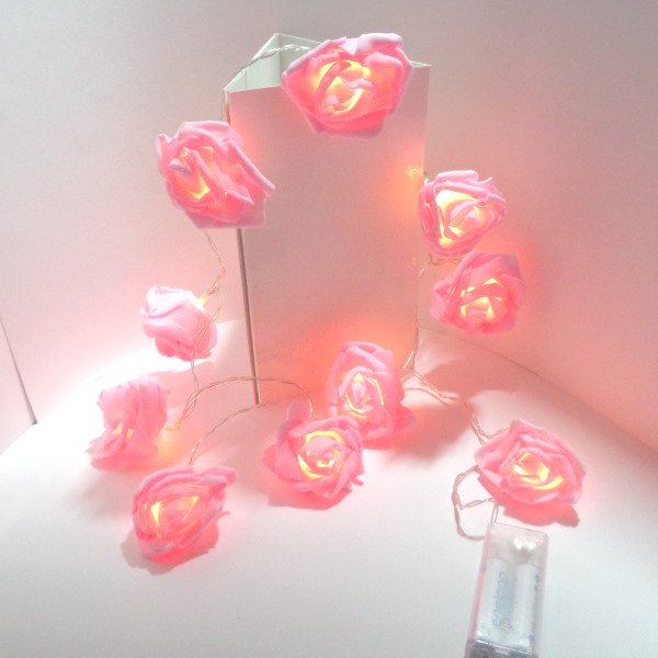イルミネーションに夢中】ローズ 薔薇 ライト 3ｍ20個 電池式 ピンク×白 日本正規