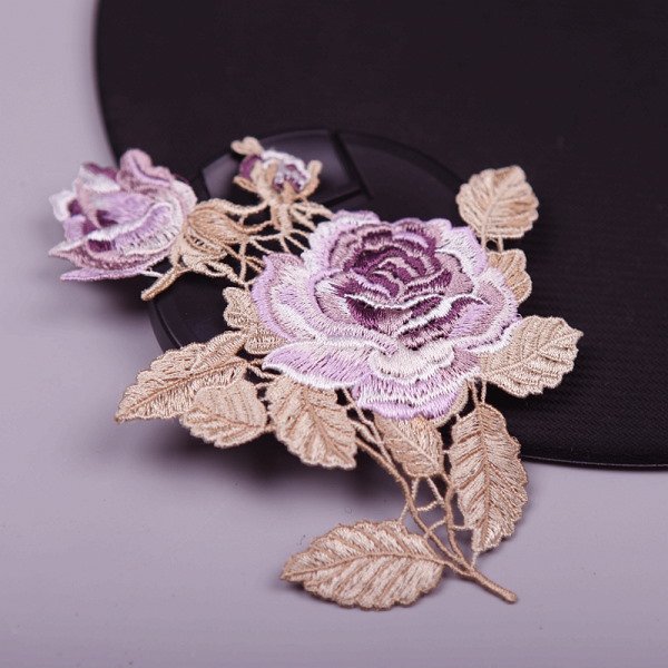 薔薇刺繍アップリケ ペア