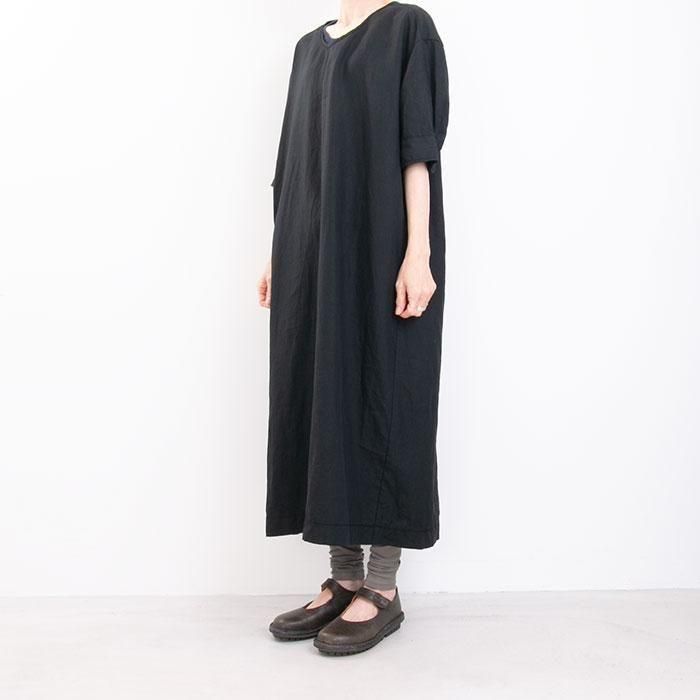 ホームスパン　homspun リネンバイオワンピース homspun｜リネンバイオ Vネックタック ワンピース - haluta