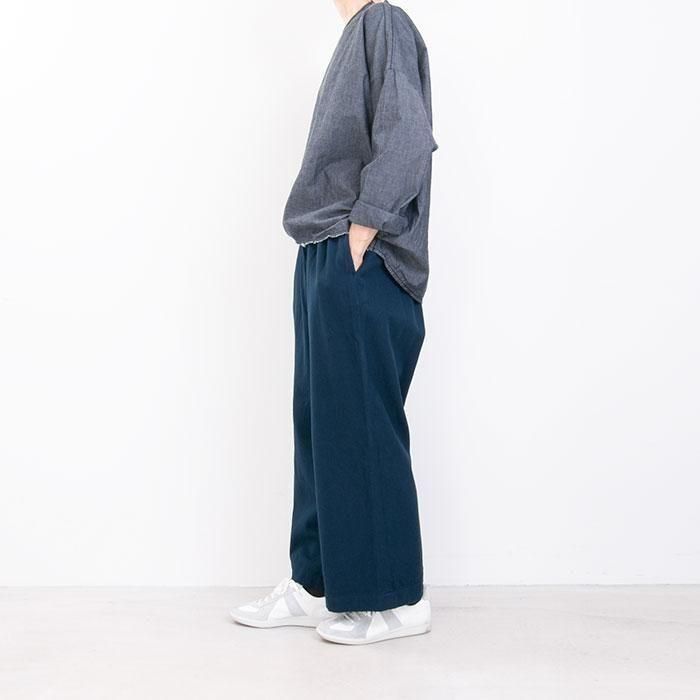 ゴーシュ　コットンオックスギャザーワイドパンツ　カーキ ゴーシュ コットンオックスギャザーワイドパンツ カーキ