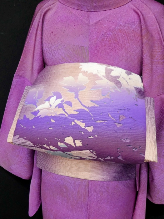 袋帯 【超美品】 リバーシブル 六通 青 紫 桜 正絹 | www ...