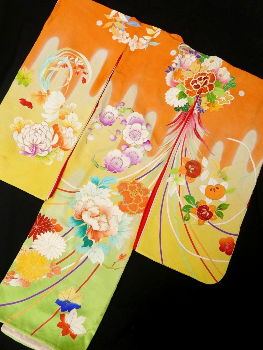 アンティーク ちりめん 鶴 宝尽くし 女の子 子供着物 NO16 商品検索