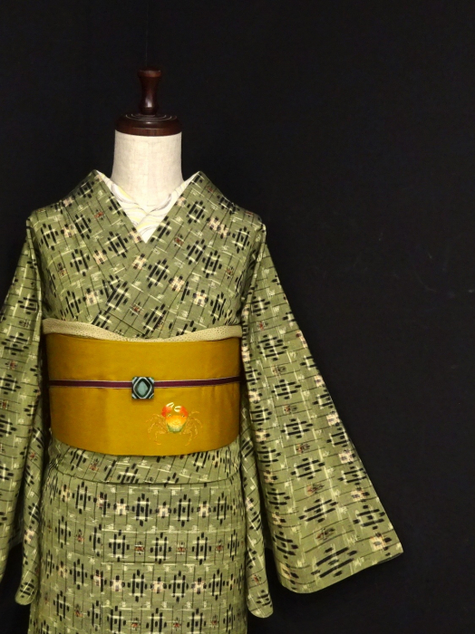 【超美品！】正絹 単衣　トールサイズ　グレイッシュグリーン 2025年最新】着物 トールサイズ 色無地の人気アイテム - メルカリ