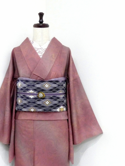 【超美品！】正絹 単衣　トールサイズ　グレイッシュグリーン 超美品！】正絹 単衣 トールサイズ グレイッシュグリーン