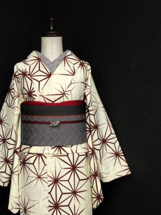 小紋 着物 袷 金彩加工 白 桜 藤 花車 裄67.5 Ｌ 新古品 sn1698 小紋 着物 袷 金彩加工 白 桜 藤 花車 裄67.5 L 新古品 sn1698 小紋