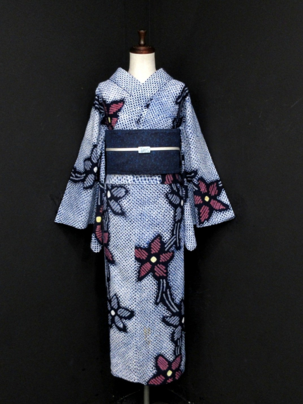 long＊Iris＊有松鳴海絞り浴衣 あやめ 菖蒲 花 A732 | kimono tento