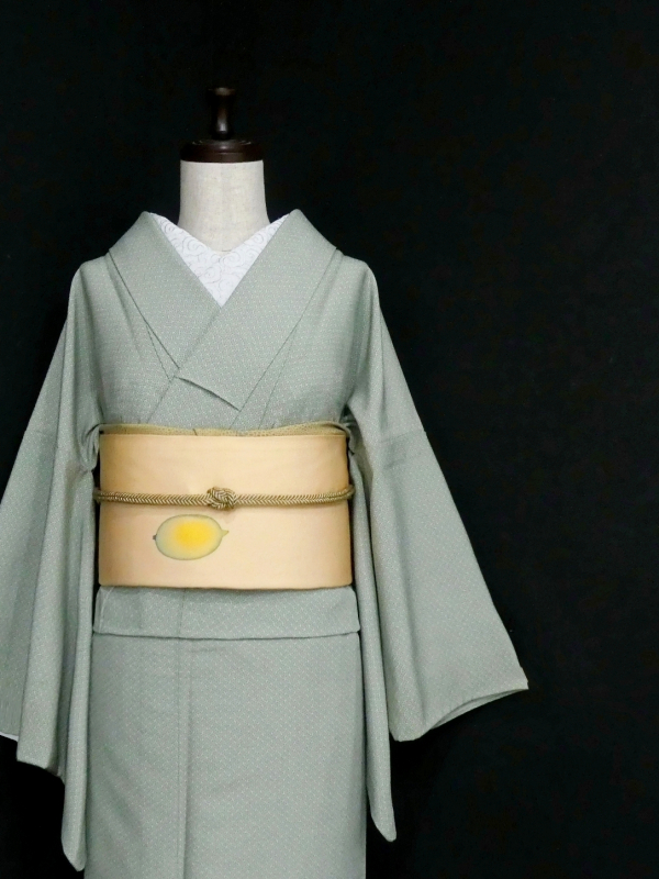 小紋 春秋の単衣 グレージュ 変わり柄 絹 裄63.5 Ｓ 新古品 sn1598 小紋 春秋の単衣 グレージュ 変わり柄 絹 裄63.5 S 新古品