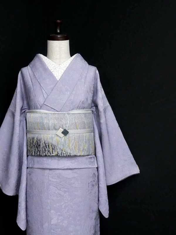 英　墨流し　袷 訪問着レンタル 訪問着Lサイズ 刺繍：桐竹鳳凰雪輪文 金茶｜着物