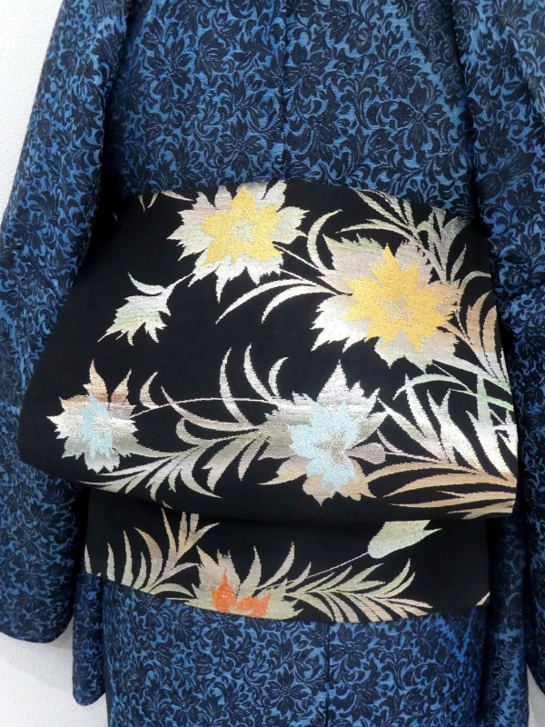 【名古屋帯】　アンティーク　アイボリー　花唐草　 レトロ　モダン　洒落帯　正絹 楽天市場】【ポイント10倍 9/30-10/3】 アンティーク 名古屋帯
