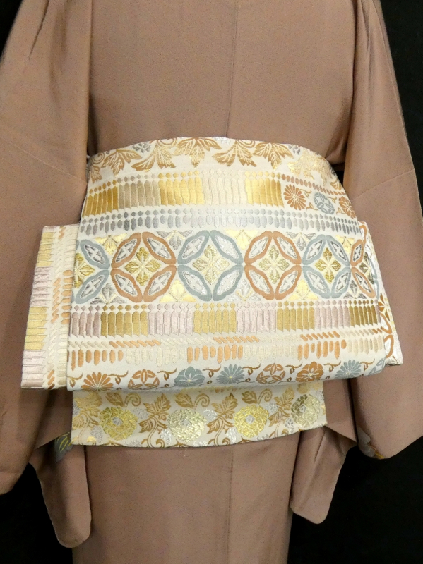 袋帯　アンティーク 平和屋着物◎佐賀錦 六通柄袋帯 花鳥菱文 金糸 正絹 逸品