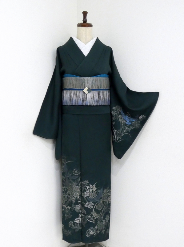 【着物と帯 時流】H79◆正絹 訪問着◆美品 紋なし 刺繍 裄ロング 裄68.5 着物と帯 時流】H79◇正絹 訪問着◇美品 紋なし 刺繍 裄ロング