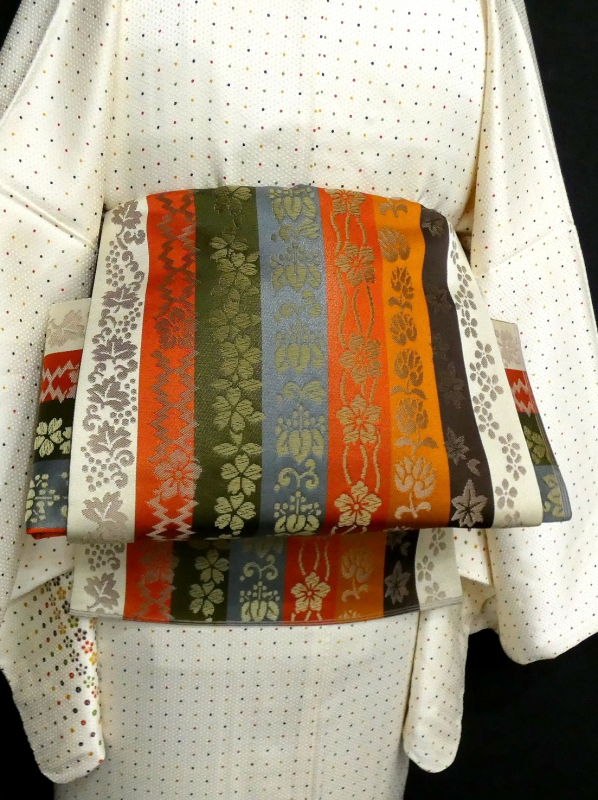 △名古屋帯 洒落帯　高級△ セミアンティーク　型染　青海波　249 △名古屋帯 洒落帯 高級△ セミアンティーク 型染 青海波 249