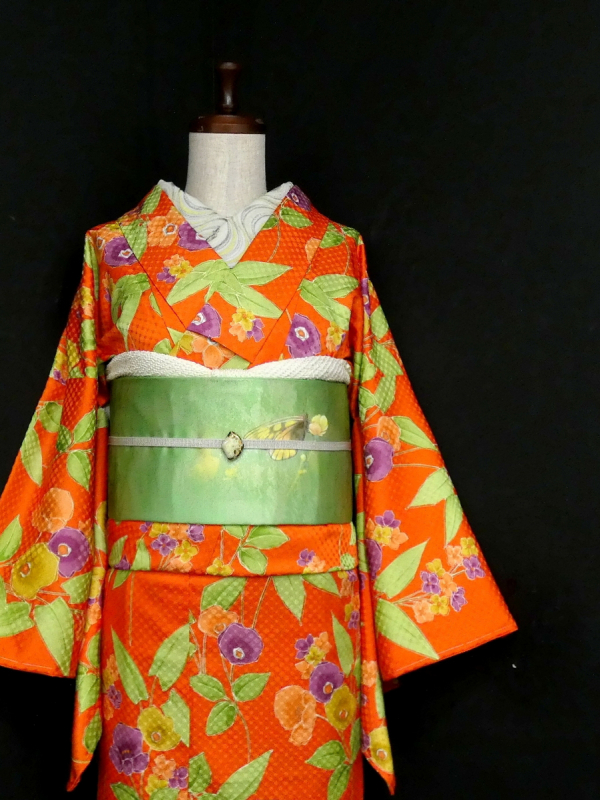 未使用近い　美品　袷　正絹　総絞り　振袖　フルセット　７点　身丈156 裄丈67 未使用近い 美品 袷 正絹 総絞り 振袖 フルセット 7点 身丈156