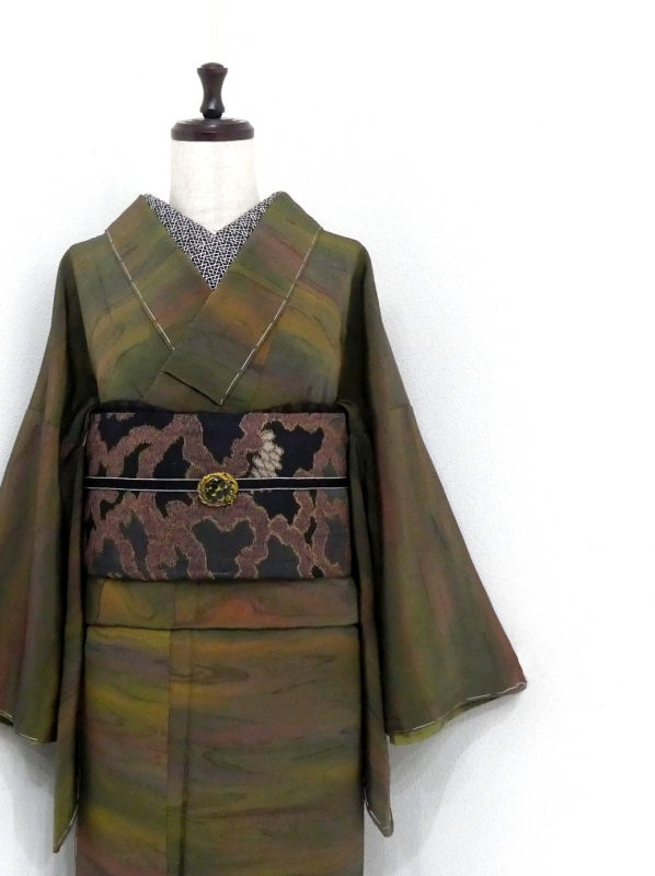 u*4様 未使用近い　美品　単衣　正絹　小紋　フルセット　身丈156 裄丈64 正絹小紋 - 雅星本店 －アンティーク着物リサイクル着物の通販