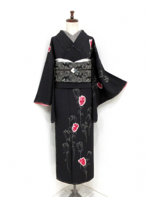 解き反物　正絹　訪問着 Prices down2）正絹 小紋 反物 着物「格子 深緑色」日本製 丹後