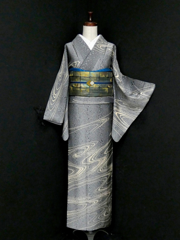 超美品 正絹 袷 螺鈿 金彩 訪問着 着物 着丈168裄70 トールサイズ