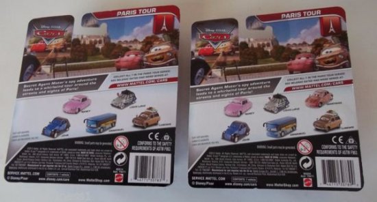 DISNEY-PIXAR-CARS 2-LOT OF 2-LUBEWIG,GEARTRUDE-PARIS TOUR SERIES