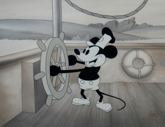 M5)Disney セル画 蒸気船ウィリー ミッキー-