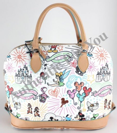 NEW Dooney Bourke Walt Disney World White Sketch Zip Zip