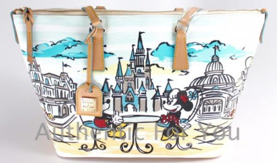 Dooney Bourke Walt Disney World Castle Mickey Minnie Zip Top