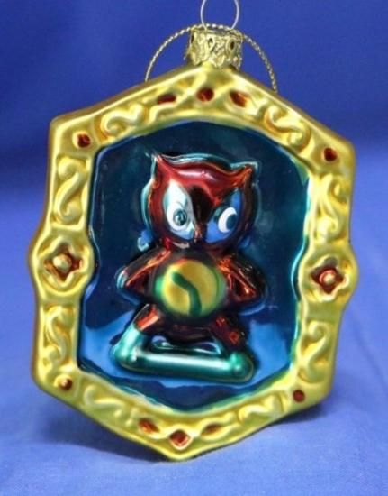 Geppetto Owl Clock Pinocchio Blown Glass Christmas Ornament