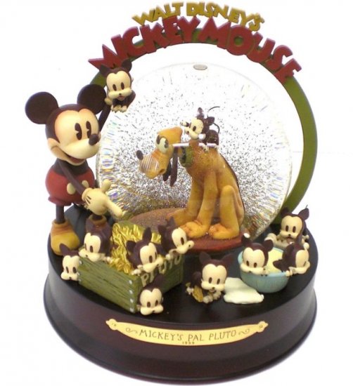 貴重 ディズニー 75周年記念スノーグローブ ミッキー＆プルート - 置物