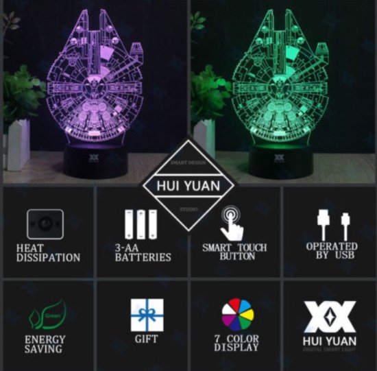 スターウォーズ Star Wars 最後のジェダイ ミレニアムファルコン 3D LED ナイト ライト - ディズニーフィギュア・グッズ通販店舗  ディズニーコレクション