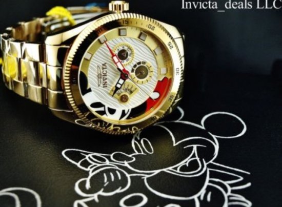 Invicta ミッキーマウス 18K Gold Plated SS メンズ ウォッチ 腕時計 ...