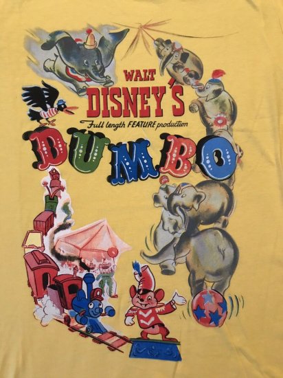 Disney Dumbo ダンボ 映画ポスター Tシャツ 黄色 - ディズニーフィギュア・グッズ通販店舗 ディズニーコレクション