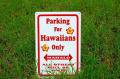 ブリキティンサイン◆parking for hawaiians 赤